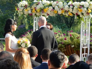 Wedding floral arch at Meadowlark Gardens