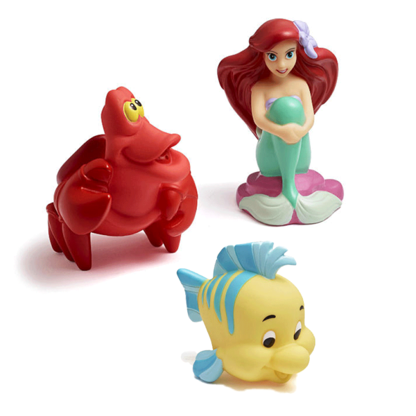 Ariel, Sebastian and Flounder bathtub toys