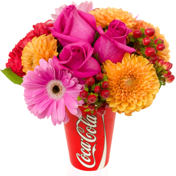 Red Coke Cup with Flowers