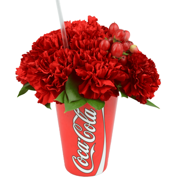 Red Coke Cup with Flowers