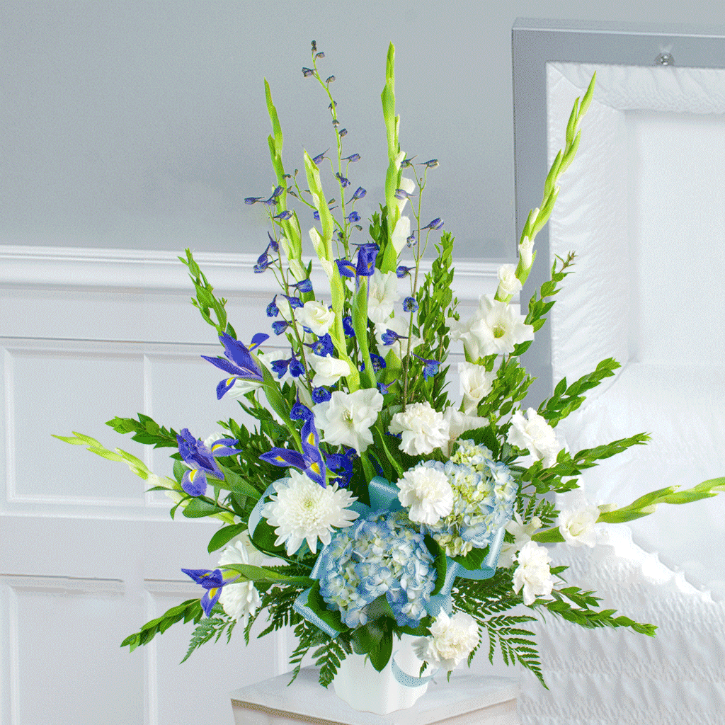 Blue ☀ White Funeral Arrangement