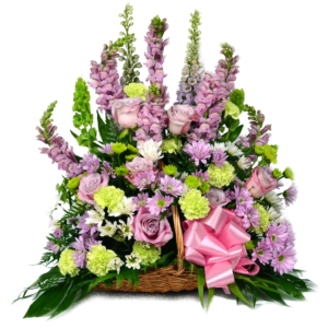 Lavender Funeral Basket Arrangement