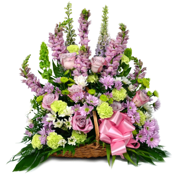 Lavender Funeral Basket Arrangement