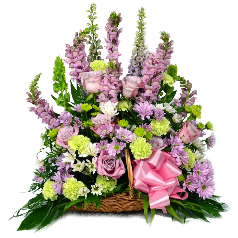 Lavender Funeral Basket Arrangement