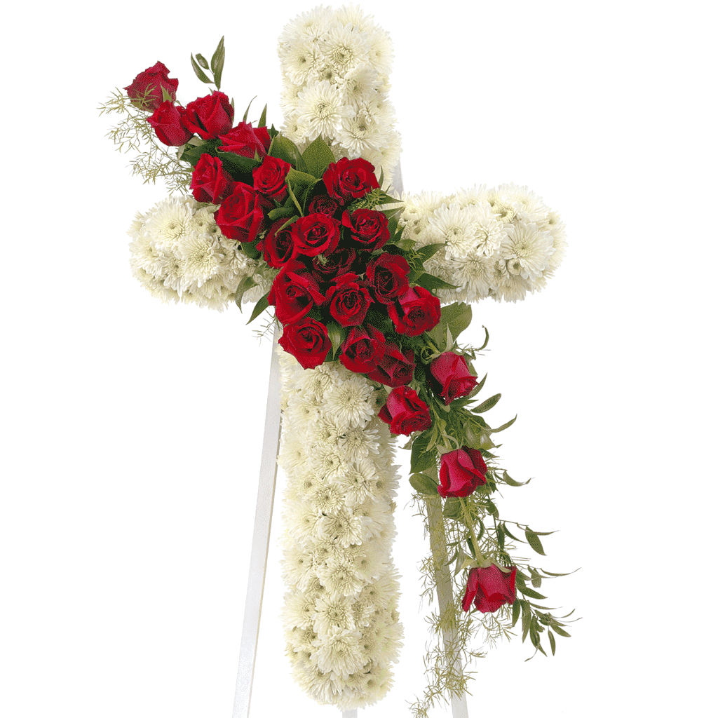 Standing Cross with Red Roses
