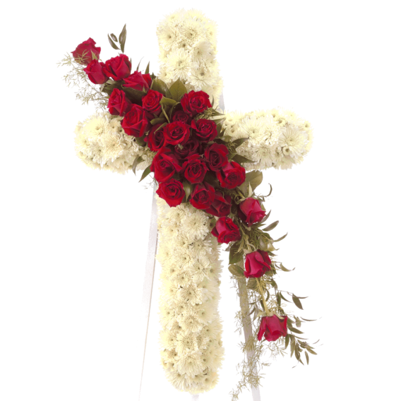 Standing Cross with Red Roses