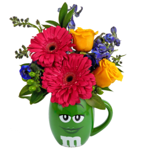 Green m&m Character Flower Mug