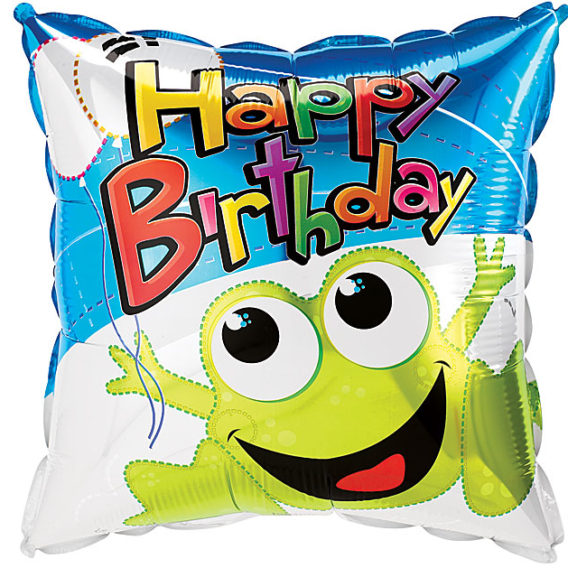 Happy Birthday Leaping Frog Foil Balloon