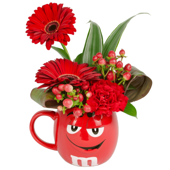 Red m&m Character 3D Flower Mug