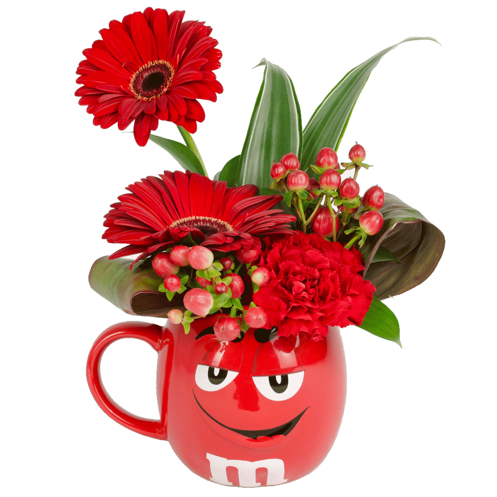 Rock Our Red m&m Flower Mug