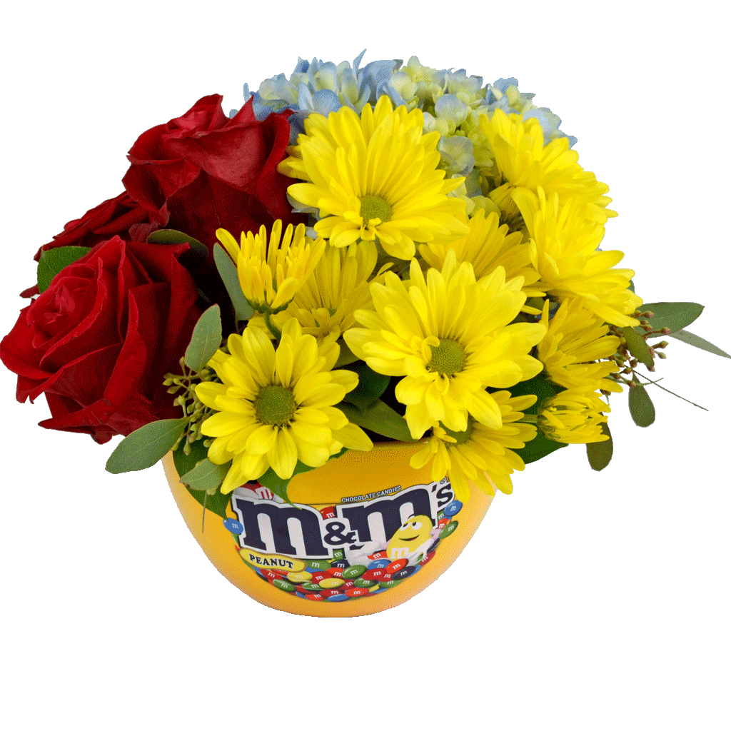 m m candy dish bouquet designed by karin s florist