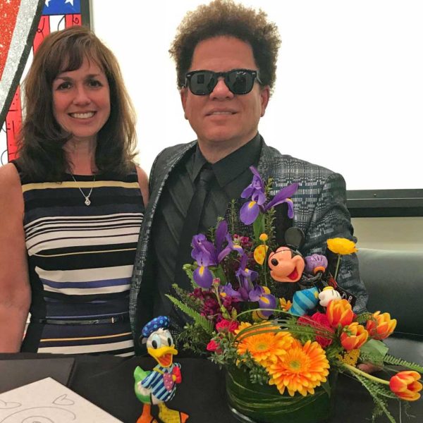 Maris & Britto with the Laughing Mickey Bouquet