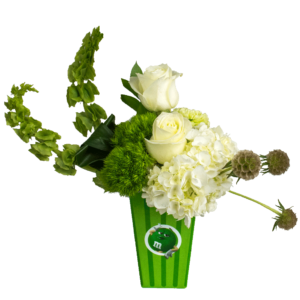 m&m Poppin with Green Bouquet