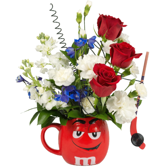 Rock Our Red m&m Flower Mug