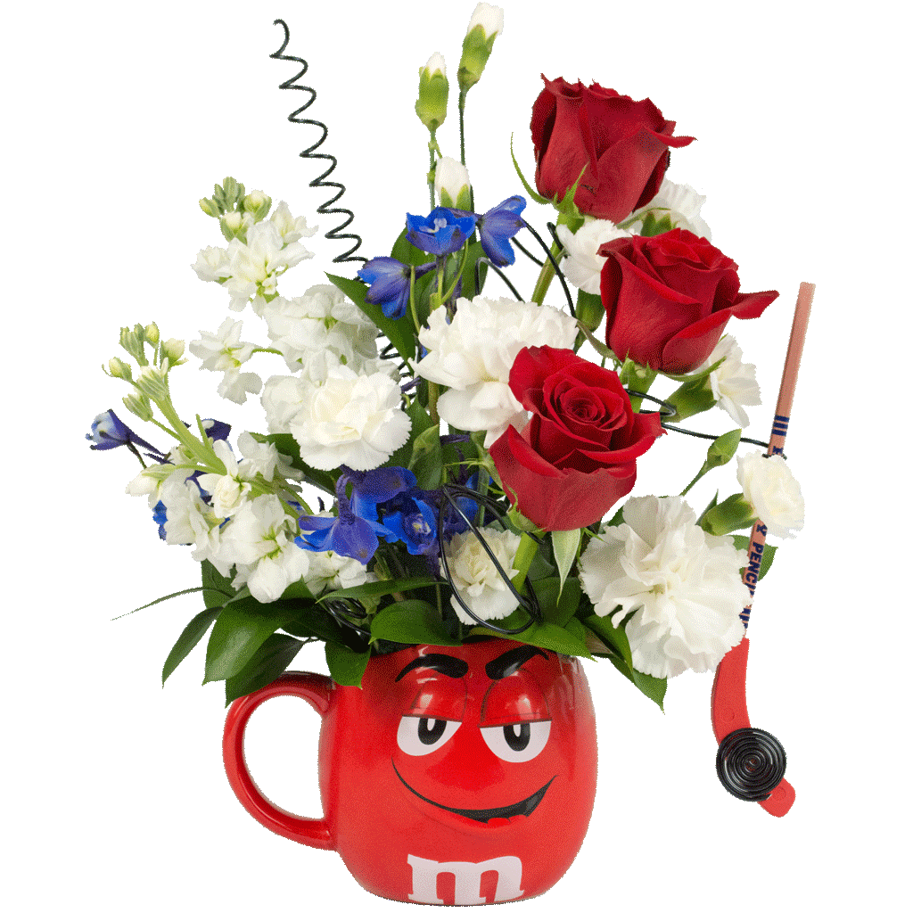 Rock Our Red m&m Flower Mug