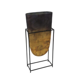 Decorative Glass Vase in Iron Stand