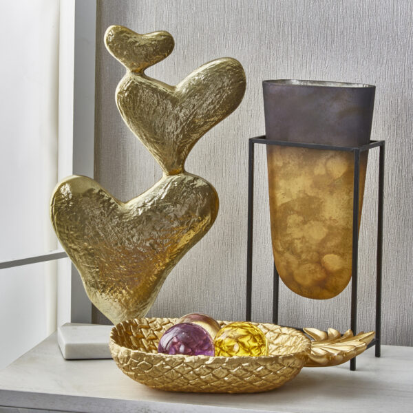 Decorative Glass Vase in Iron Stand