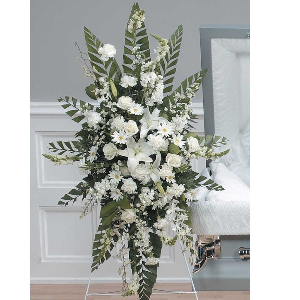 White Funeral Spray Arrangement