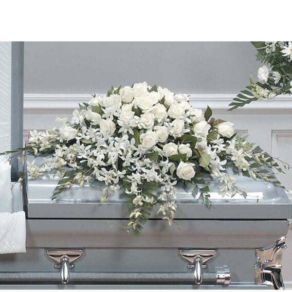 Orchids and Roses Half Casket Spray