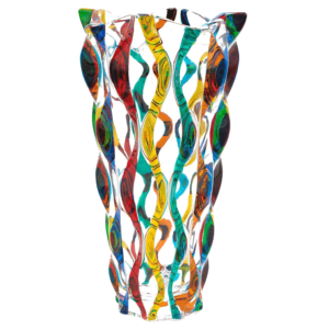 Murano Glass Multi Color Ribbon Vase