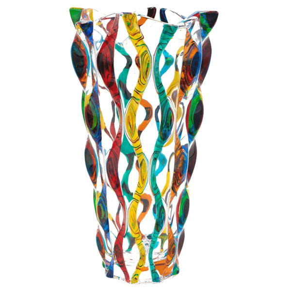 Murano Glass Multi Color Ribbon Vase