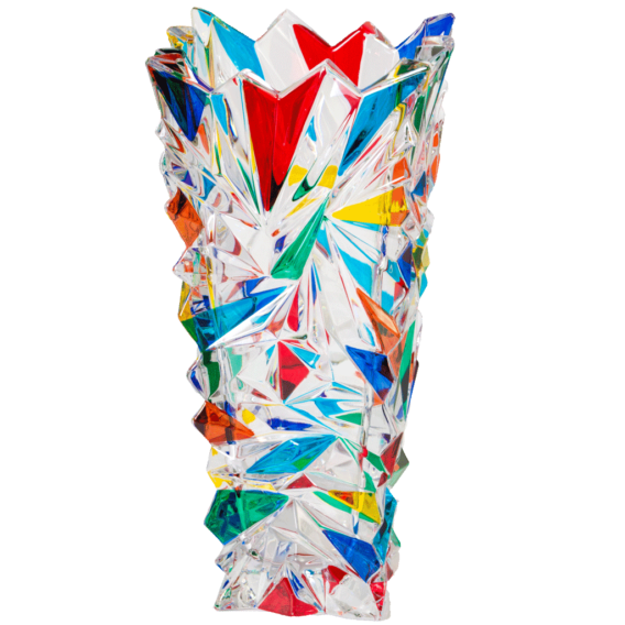 Glacier Murano Multi Color Crystal Vase