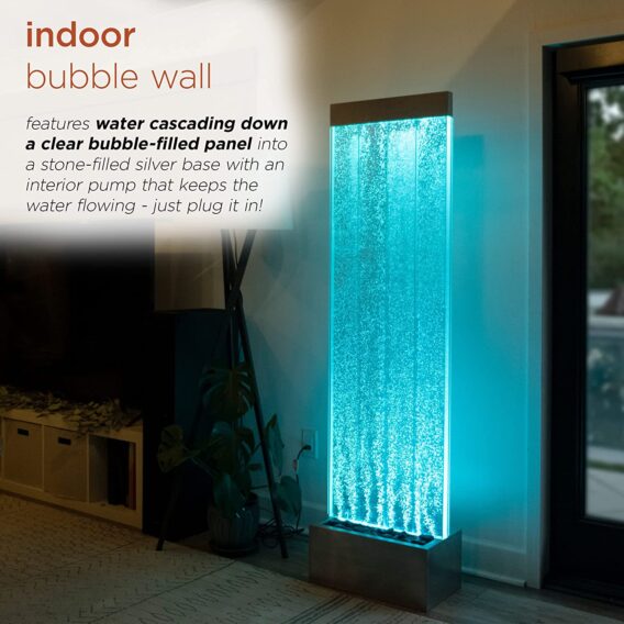 72" H Indoor Color-Changing Bubble Wall Fountain