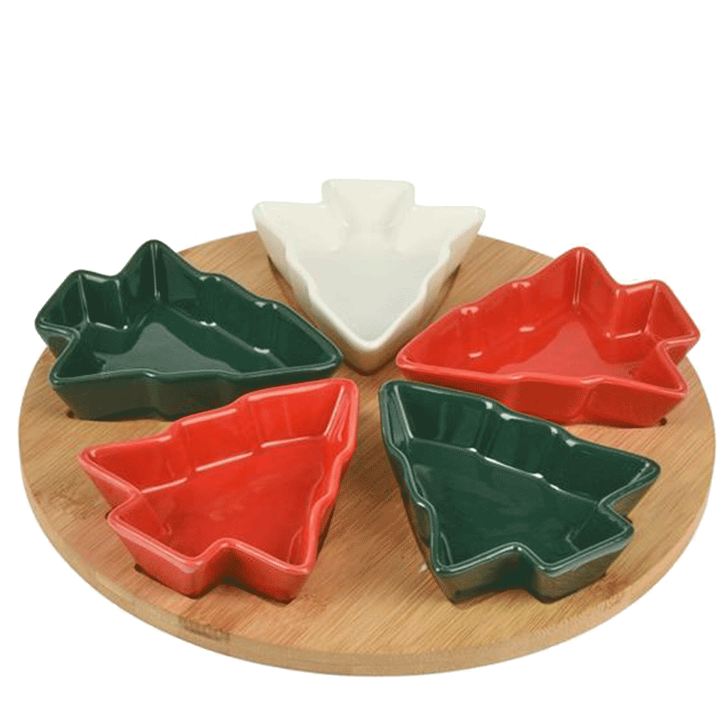 6-Pc-Rotating-Xmas-Tree-Serveware-Dish 6 Pc Rotating Xmas Tree Serveware Dish