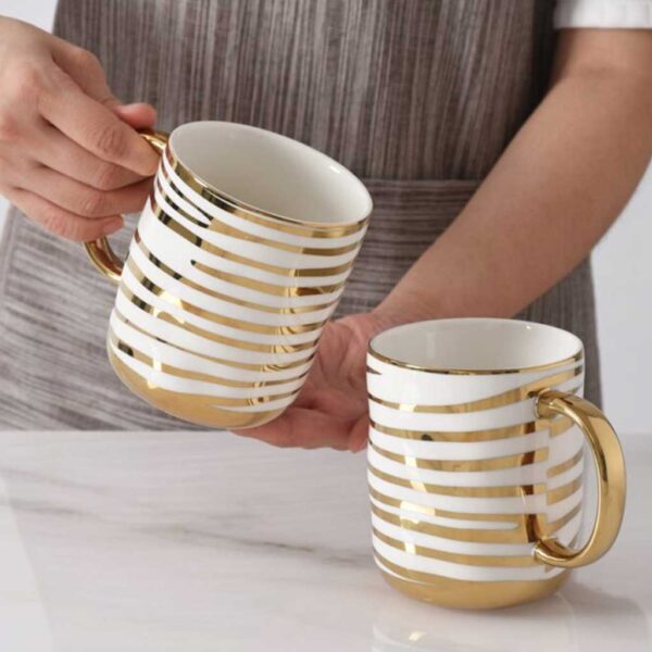Set of Porcelain Striped Mugs