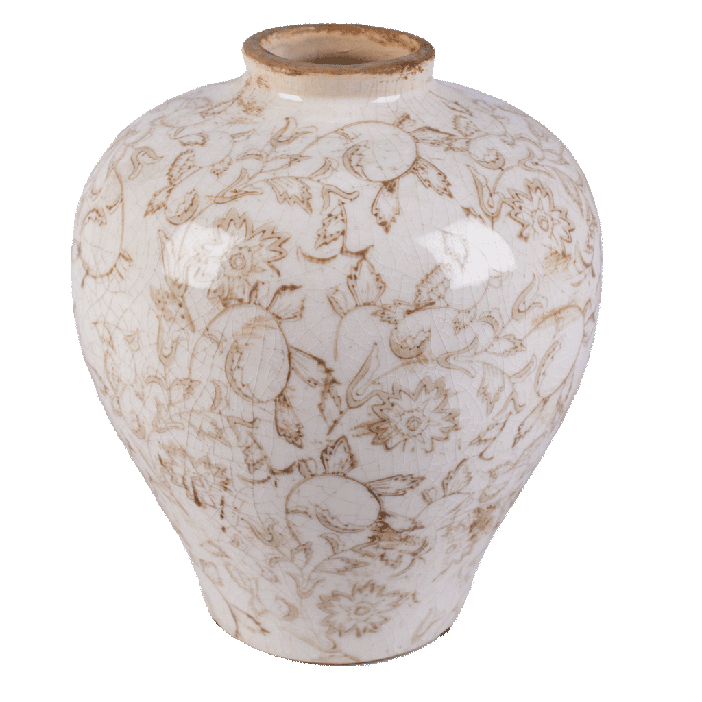 9-Beige-Heirloom-Plum-Vase 9" Beige Heirloom Plum Vase