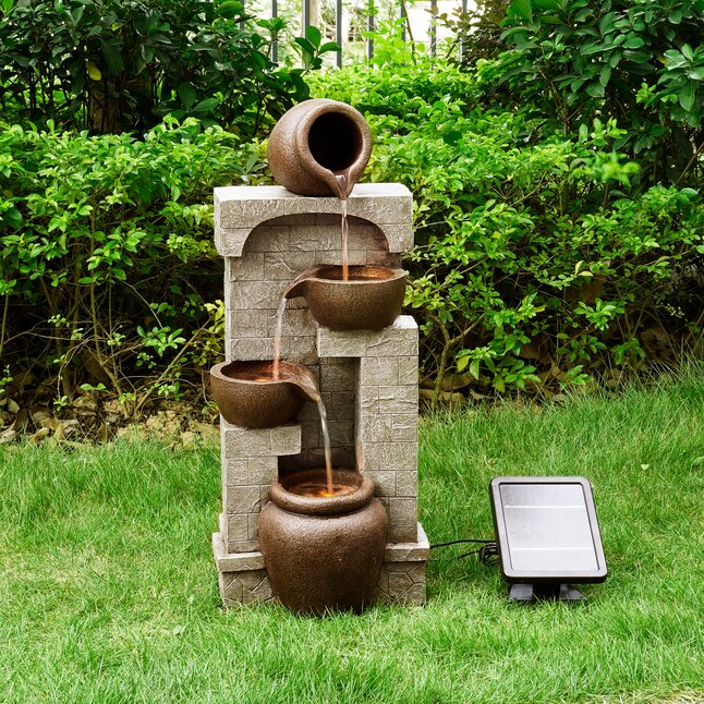 Resin Solar Powered Tiered Outdoor Fountain Solar Powered Tiered Outdoor Fountain